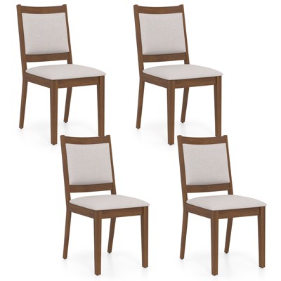 Tangkula Modern Dining Chair Set of 4 Upholstered Kitchen Chair w/ Padded Backrest & Seat