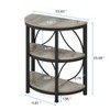 Lirago,Half-Round 3-Tier Side Table-Gray Wood & Black Metal Frame, Open Storage, Multi-Purpose Design - 2 of 4