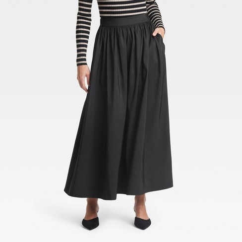 Women s Voluminous Maxi Skirt A New Day Black M Target