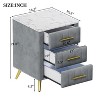 Vynxaria Upholstered Wooden Nightstand with 3 Drawers ¨C Elegant Grey Bedside Table with Marbling Top - 3 of 4