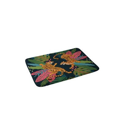 Avenie Jungle Cats Bath Mat Blue - Deny Designs