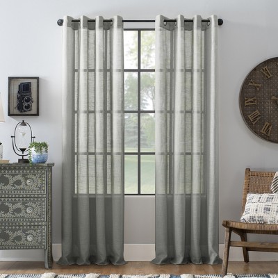 Slub Textured Sheer Linen Blend Grommet Top Curtain - Archaeo : Target