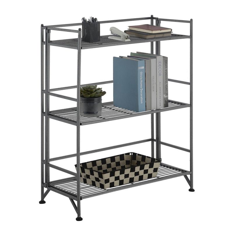 32.5&#34; Breighton Home FlexiSpace 3-Tier Wide Foldable Metal Shelf Speckled Gray, 3 of 8
