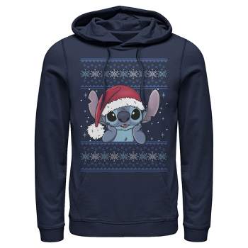 Men's Lilo & Stitch Santa Hat Ugly Sweater Pull Over Hoodie