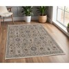Tan Brown and Gray Wool Oriental Hand Knotted Area Rug With Fringe - 2 of 4