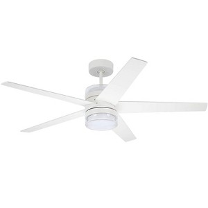 Luminance Kathy Ireland Home Lucere 52" Ceiling Fan Satin White, Integrated LED Uplight & Downlight, 6-Speed Wall Control - 1 of 4