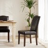 Zeus & Ruta Modern Armless Dining Chairs with Upholstered Fabric, Nailhead Trim & Wood Legs - Set of 2 - 3 of 4