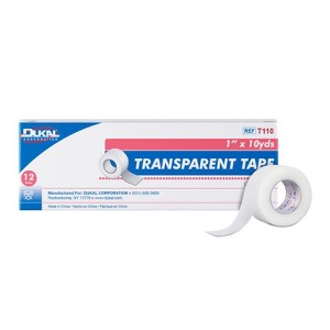 Dukal Transparent Tape Roll 1" x 10 Yd, 12 Ct - 1 of 4