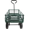 RISOKEYS Heavy Duty 660 Lbs Capacity Mesh Steel Garden Cart,4 Solid Tires with Removable Sides -Tool Cart for Gardening,Farming,Green - 3 of 4