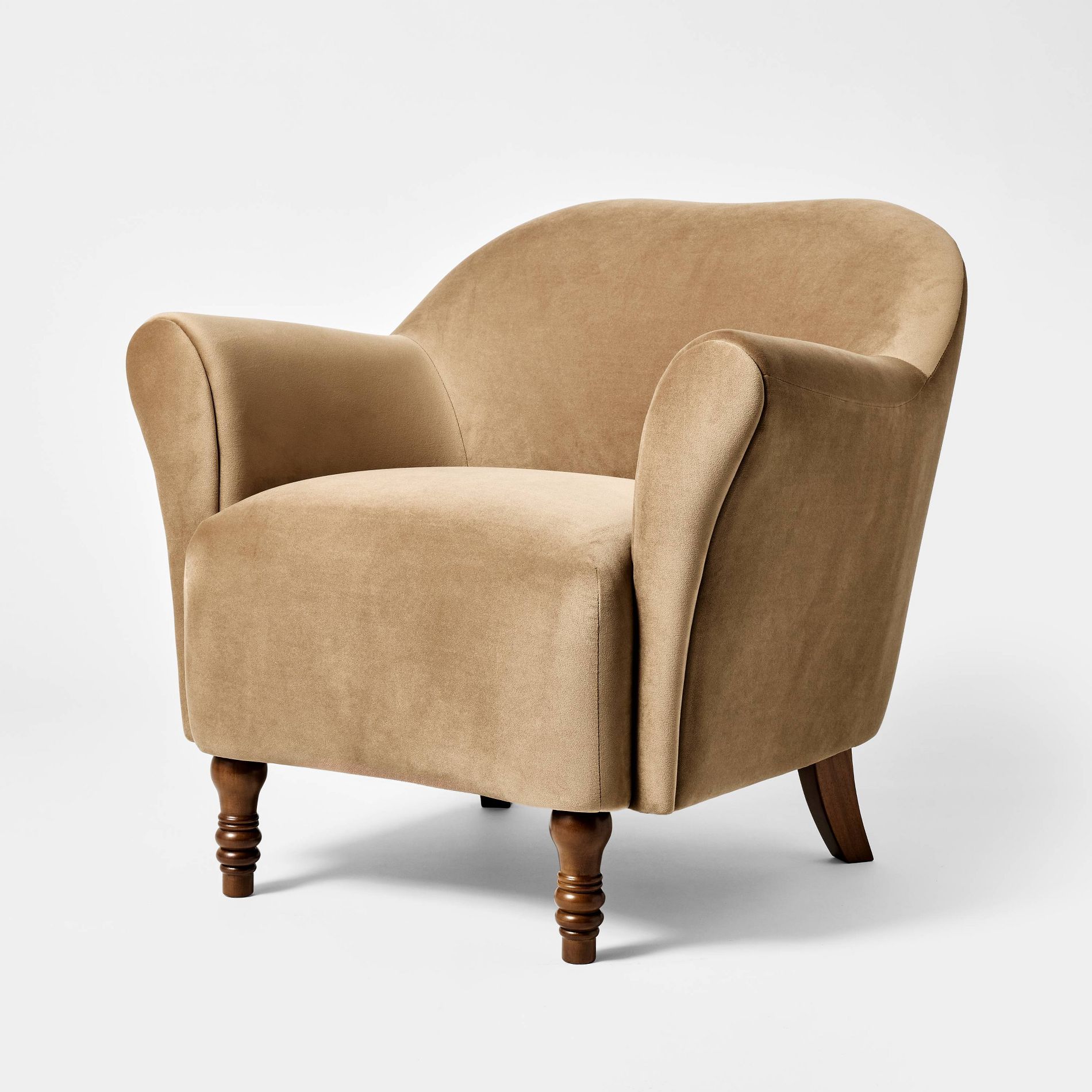 Turned Leg Velvet Accent Chair Tan - Threshold™ designed with Studio McGee