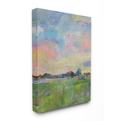 Stupell Industries Spring Meadow Sky with Field House Pastel Painting