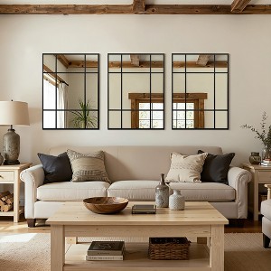 Spassway Rectangle Window Pane Decorative Mirrors Metal Frame Wall Mounted Vanity Mirror for Living Room Bedroom Entryway Black/Gold - 1 of 4