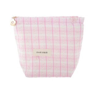 Unique Bargains Lightweight Clutch Plaid Bow Embroidery Makeup Bag 1 Pc - 1 of 4