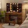 Makeup Vanity Desk with Mirror and LED Lights,Modern Dressing Table with Drawers & Adjustable Shelves - 2 of 4