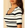 Hobemty Women's Basic Striped Short Sleeve Scoop Neck Knitted Blouse - 4 of 4
