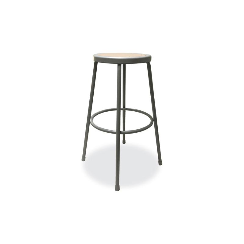 Alera Industrial Metal Shop Stool, Backless, Supports Up to 300 lb, 30" Seat Height, Brown Seat, Gray Base, 3 of 4