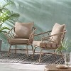 GDFStudio Colmar Outdoor Wicker and Iron Club Chairs with Cushions (Set of 2), Light Brown/Beige - 2 of 4