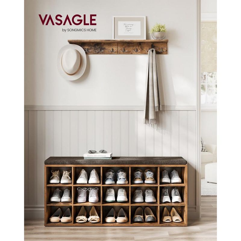 VASAGLE Shoe Bench with Cushion, Storage Bench with Padded Seat, Entryway Bench with 15 Compartments  for Bedroom, 2 of 10