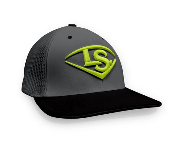 Louisville Slugger LS Logo Baseball/Softball Trucker Hat  Charcoal/Black/Optic S/M