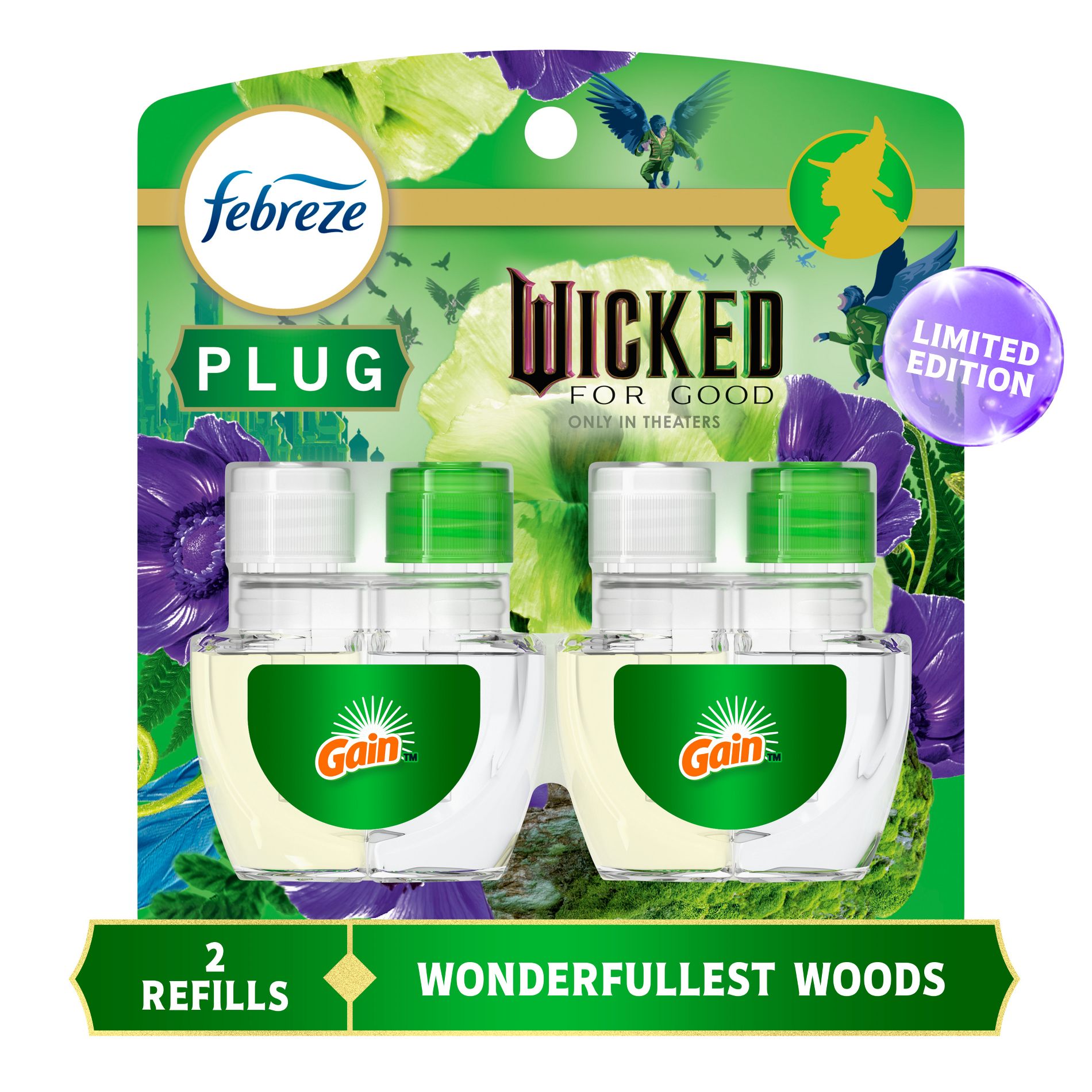 Febreze Plug Dual Refills Wicked Gain Wonderfullest Woods Air Freshener - 1.75 fl oz/2ct