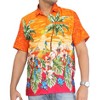 LA LEELA Mens Hawaiian Shirts Short Sleeve Button Down Shirt Men's Tropical Casual Holiday Party Caribbean Shirts for Men XS Long Tailed Macaw Orange - 4 of 4