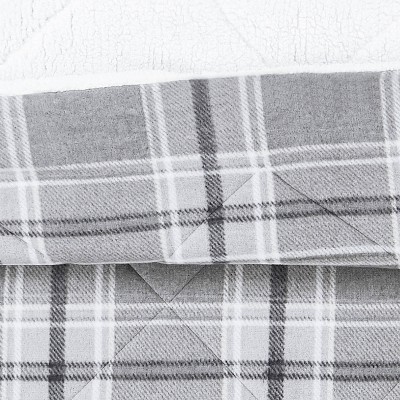 Gray Plaid Full Down Alternative Microfiber Comforter Set