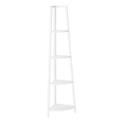 Monarch Specialties Bookshelf Bookcase Etagere Corner 4 Tier 60InchH Office Bedroom Metal Laminate White Contemporary Modern