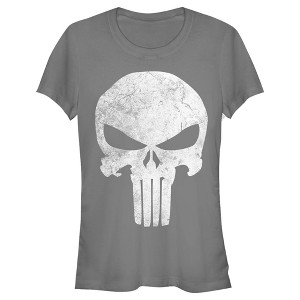 Juniors Womens Marvel Punisher Retro Skull Symbol T-Shirt - 1 of 3