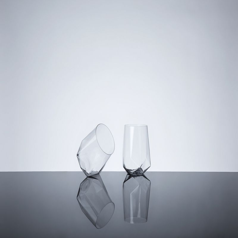 Viski Raye Faceted Crystal Wine Glasses Set of 2, 6 of 13