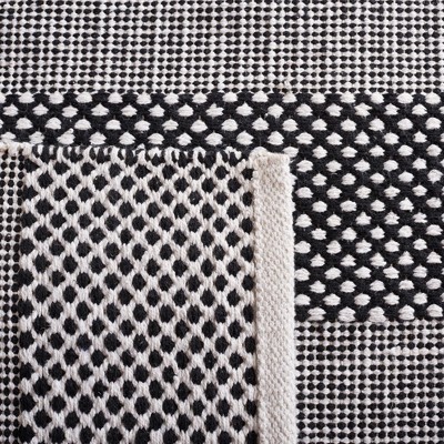 Black and Ivory Striped Flat Woven Wool Cotton 8' x 10' Rug