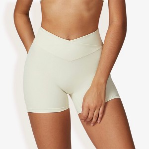 Anna-Kaci Active Women's High Waist V-Cut Crossover Active Shorts with Stretch Fabric - 1 of 4