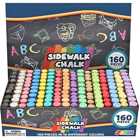 160Pcs Sidewalk Chalk Set In 5 Colors 32 Packs: Washable Jumbo Sidewalk Chalk Bulk For Kids Outdoor Art, Non-Toxic Dustless Giant Box Chalkboard Chalk For Toddler Painting On Blackboard, Party