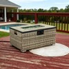 BAOURE 32" Outdoor Propane Fire Pit Table with Beige Wicker Base & Tank Cover 50000 BTU Patio Heater, Rectangular Steel Design for Deck & Garden - 4 of 4
