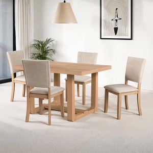 ORRD 4-Piece Side Chair Set, Natural Finish & Upholstered Seat, Transitional Rubberwood Dining Chairs for Kitchen and Dining Room (Set of 4) - 1 of 4