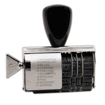 Trodat Rubber 11-Message Dial-A-Phrase Date Stamp, Conventional, 2" x 0.38"