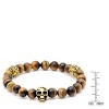 Steeltime Men's stretch tiger eye bracelet w/three 18 kt gold plated skull - 3 of 4