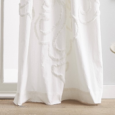 Winter White Cotton Chenille Rod Pocket Curtains, 50" x 108"