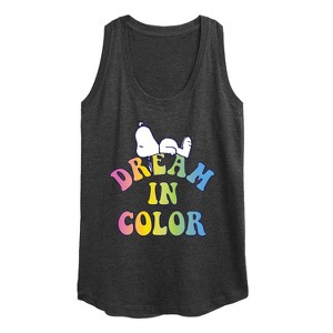 Women's - Peanuts - Dream In Color Graphic Racerback Tank - 1 of 4