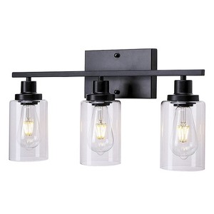 iMountek "3-Light Wall Sconce with Clear Glass Shade – Modern Bathroom Vanity Lamp Fixture for Porch, Living Room, Bedroom, Hallway"White - 1 of 4