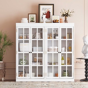 FUFU&GAGA Fashion Tempered Glass Display Cabinet, Multi-layer Compartment Design, Versatile Style, Create Personalised Home Space - 1 of 4