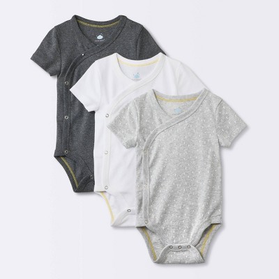 Image of Baby 3pk Basic Short Sleeve Sidesnap Bodysuit - Cloud Island™ Gray 0-3M
