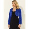 Allegra K Women's Cropped Open Front Collarless Long Sleeve Faux Fur Jacket - 2 of 4
