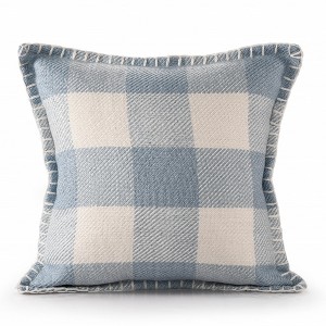HomeRoots 20" X 20" Light Blue And Ivory Polyester Plaid Zippered Pillow - 1 of 4