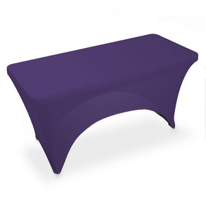 Lann's Linens Fitted Tablecloths for Rectangular Tables - Wedding, Banquet, Trade Show Polyester Cloth Fabric Cover - 1 of 3