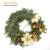 16" Christmas Wreath for Front Door,  Xmas Door Wreath with Balls, Artificial Flowers, Berries & Pine Cones for Fireplace Wall Window Table - 2 of 4