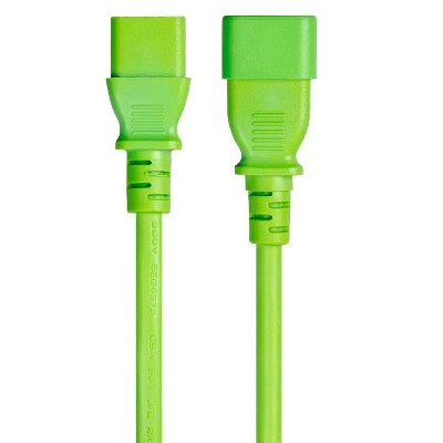 Monoprice Power Extension Cable / Cord - 3 Feet - Green | 18AWG 3 Conductor PC/Mon 10A (IEC 60320 C14 to IEC 60320 C13)