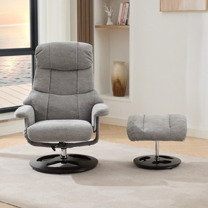Chenille Recliner Chair with Ottoman, Massage & Heat, 360° Swivel, Adjustable Backrest, Remote Control, for Living Room or Office-Cuddlewood - 1 of 4