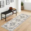 Vintage Distressed Floral Medallion Area Rug Machine Washable Soft Floor Carpet for Home Office - 4 of 4