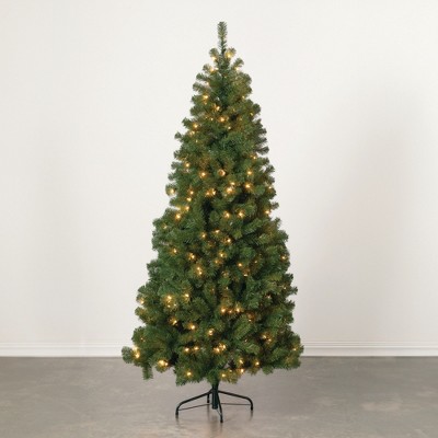 Sullivans Artificial 6.5' Prelit Pine Christmas Tree, Green, Indoor Christmas Decor