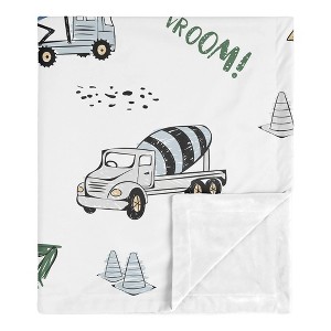 Sweet Jojo Designs Boy Baby Security Blanket Construction Truck Blue Green and Grey - 1 of 4